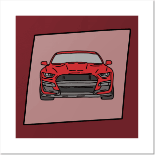 red glossy muscle car Posters and Art